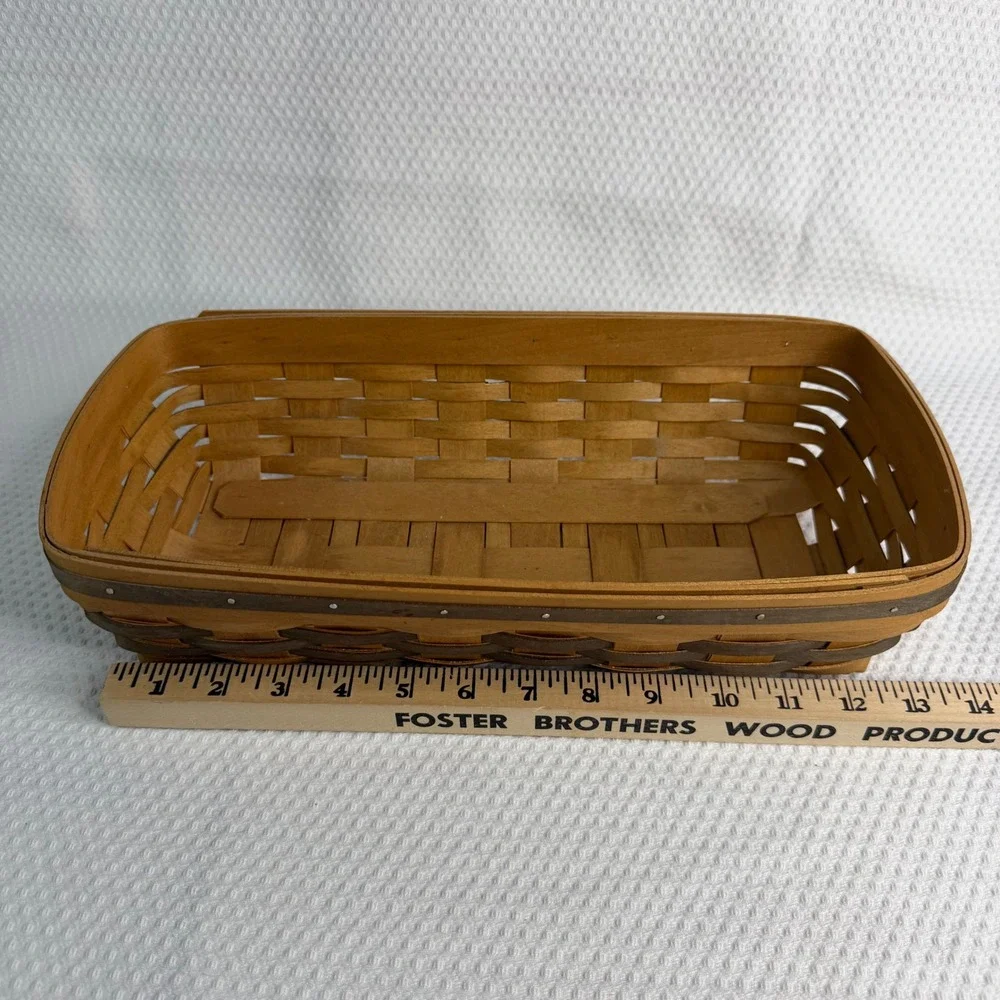 Bradford Basket Company Handwoven Wood Basket USA 1998 Rectangular Natural Brown